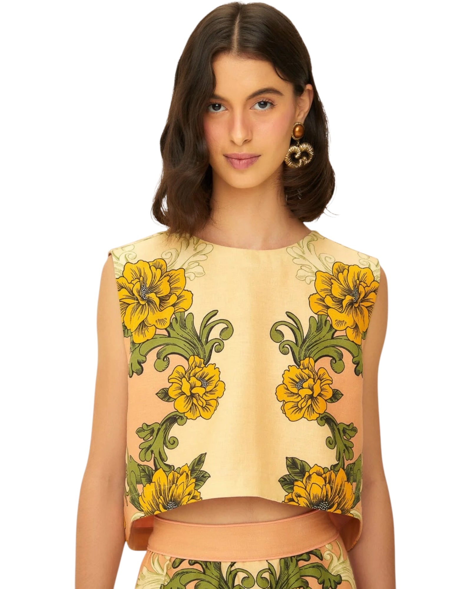 Top cropped με floral print