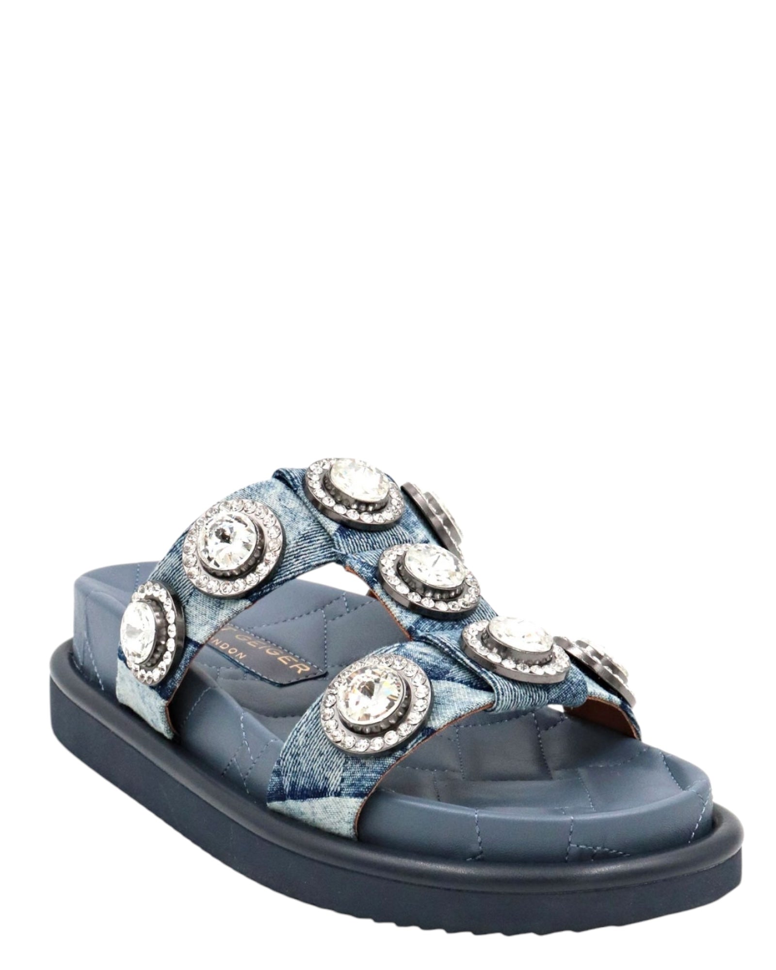 Slides Denim με κρύσταλλα